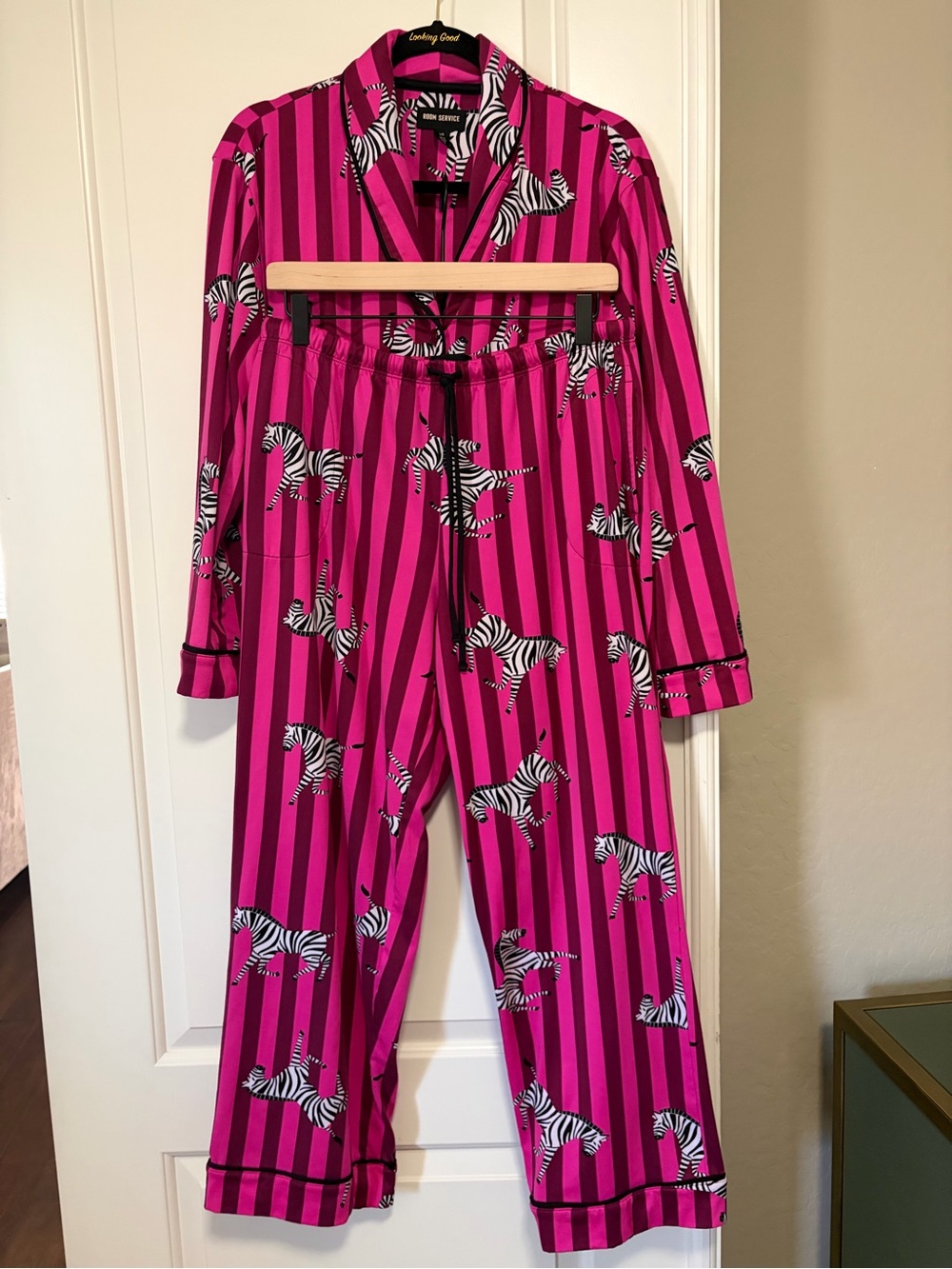 🦓🎀Cute & Cozy Zebra Print Hot Pink Stripes L/S Pants Pajama Set🎀🦓 - Picture 11 of 13